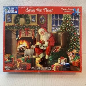 White Mountain Santa's New Friend Puzzle NEW 1000 Larger Pieces Christmas USA